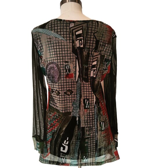 Kaktus Multi Fabric & Lace Patchwork Artsy Tunic Top Size Large - Picture 7 of 9